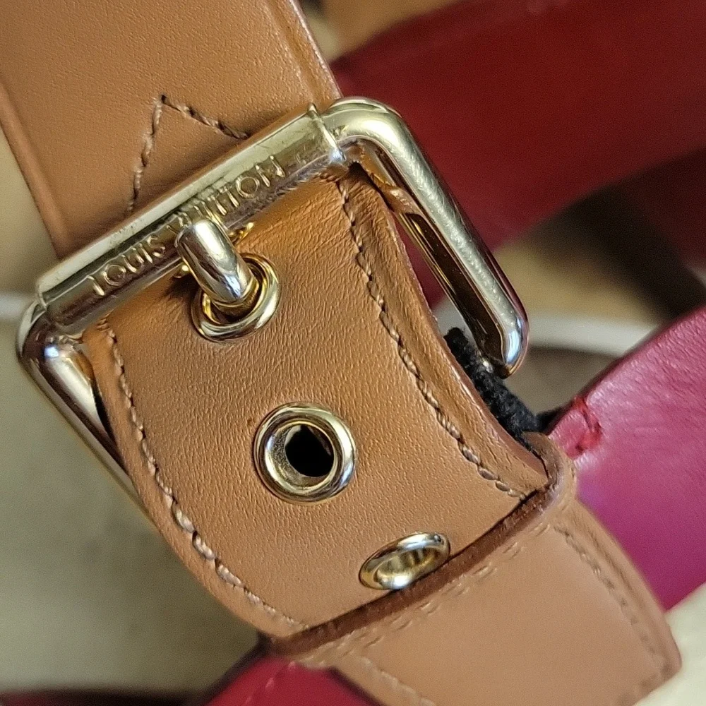Louis Vuitton Red and Tan Leather Sandals - Picture 15 of 15